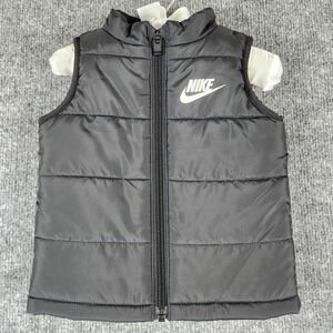 Nike Kids Black Puffer Vest Full Zip Size 12M Quilted